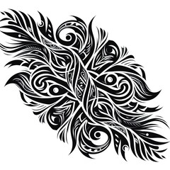 Obraz premium Komplexes schwarzes Tattoo-Design mit Maori-Elementen