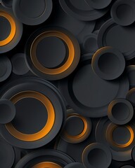 black abstract wallpaper, phone background, dark grey and black, circular shapes, in the style of dark gray and gold, round shape pattern, circular abstraction, edge light, in the style of light bronz - obrazy, fototapety, plakaty