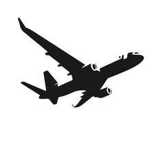 airplane silhouette vector on white background	