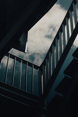 barriers by the stairs against a dramatic sky  - 788646238