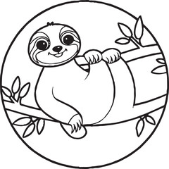 Sloth coloring pages. Sloth animal outline for coloring book