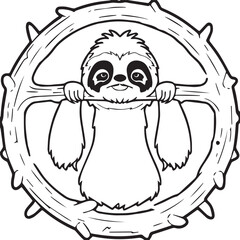 Sloth coloring pages. Sloth animal outline for coloring book
