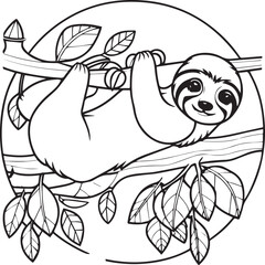 Sloth coloring pages. Sloth animal outline for coloring book