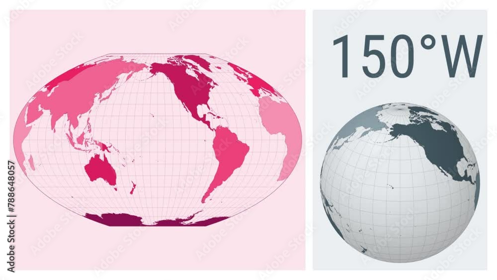 Poster world map animation. mcbryde-thomas flat-polar quartic pseudocylindrical equal-area projection. colo