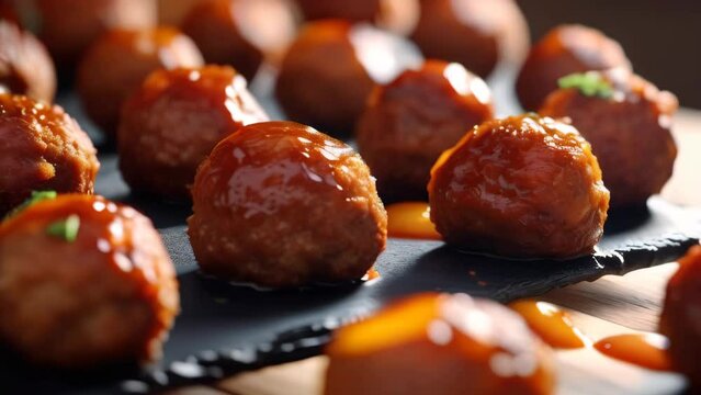 meatballs with tomato sauce and parsley