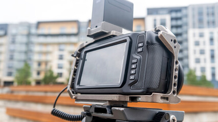 modern compact video camera for filming advertising