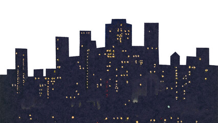 Night png lights of Manhattan, cityscape illustration by Joseph Pennell, transparent background