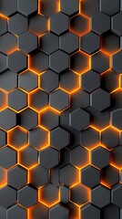 black and orange hexagon pattern wallpaper, iPhone background in the style of iPhone Minimally edit the original text and remove any Chinese characters - obrazy, fototapety, plakaty