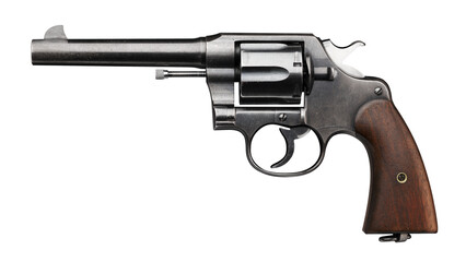 M1917 Revolver png gun issued by US Army during WWI, transparent background