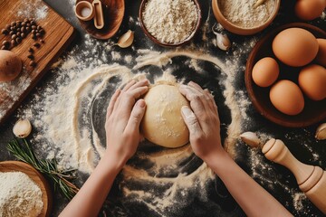 Preparation of the dough, The dough rolling the women for bake, preparing dough for pizza, pizza dough making, dough preparing for cake, cake dough, burger dough, pizza making process
