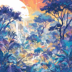 Obraz na płótnie Canvas Lush, Striped Forest Wonderland - A Magical Escape Into Nature
