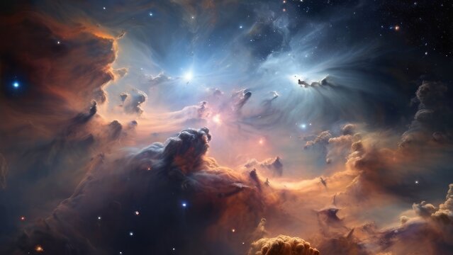 Espaço sideral com estrelas, nuvens cósmicas, gerado com ia para plano de fundo