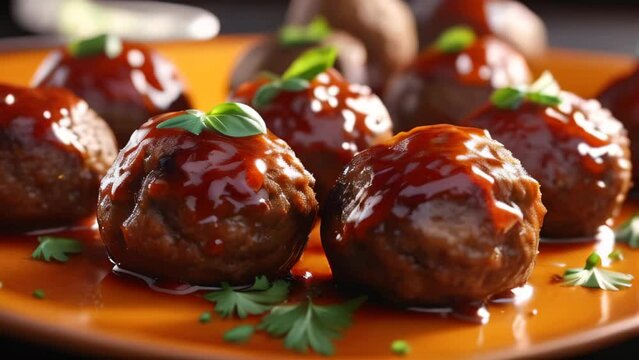 meatballs with tomato sauce and parsley