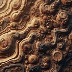 Intricate Layered Patterns: A Close-Up of Aged, Weathered, and Sculpted Wooden Texture