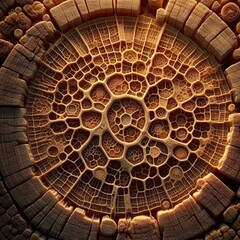 Obraz premium Intricate Layered Patterns: A Close-Up of Aged, Weathered, and Sculpted Wooden Texture