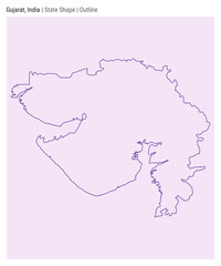 Gujarat, India. Simple vector map. State shape. Outline style. Border of Gujarat. Vector illustration.