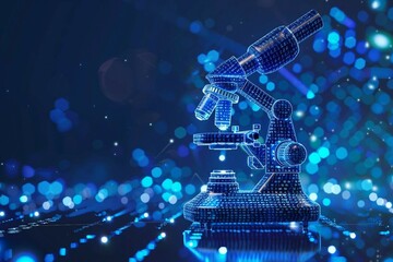 digital microscope with binary code, ai in scientific research, image analysis algorithms, pattern recognition for biological samples, data interpretation for enhanced microscopy techniques.
