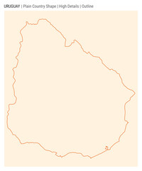 Uruguay plain country map. High details. Outline style. Shape of Uruguay. Vector illustration.
