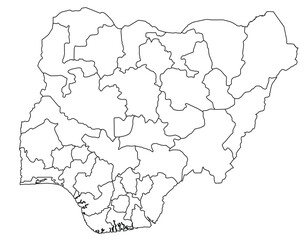 Outline of the map of Nigeria with regions