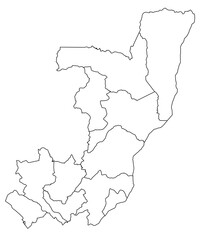Outline of the map of Republic of the Congo with regions