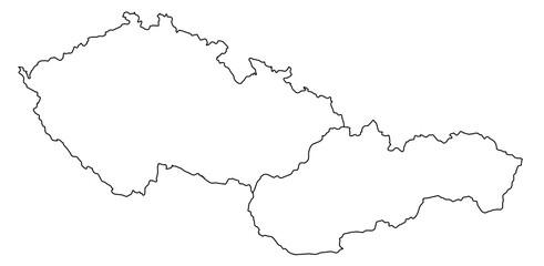 Contours of the map of Slovakia, Czech Republic