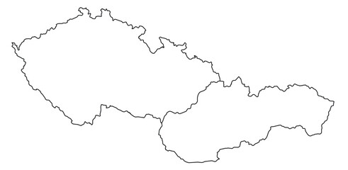 Obraz premium Contours of the map of Slovakia, Czech Republic