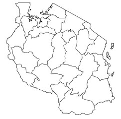 Outline of the map of Tanzania with regions