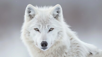 Obraz premium Portrait of arctic wolf isolated on black background. Polar wolf