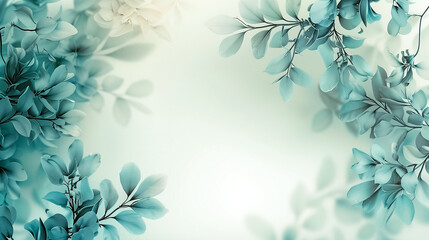 Delicate bright elegant background with blue leaves with space for text. Background, texture, abstraction, leaves, elegance
