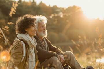 Couple enjoying a sunset nature outing