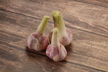 Young garlic heap for cooking