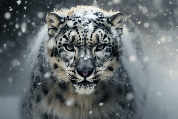 Spotted Snow leopard. Asia mammal cat. Generate Ai