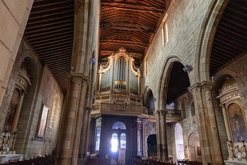Guimaraes, Portugal. Inside the Gothic Collegiate Church of Nossa Senhora da Oliveira, a National Monument