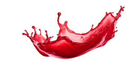 Splash of a red liquid similar to red berry jam, syrup, juice or punch isolated on transparent background. 
