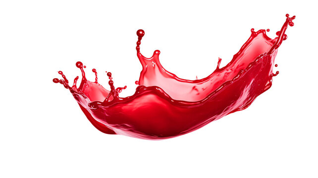 Splash of a red liquid similar to red berry jam, syrup, juice or punch isolated on transparent background. 
