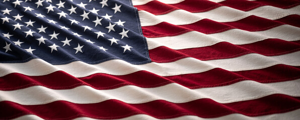 American flag detail showcasing the stars and deep red and white stripes.
