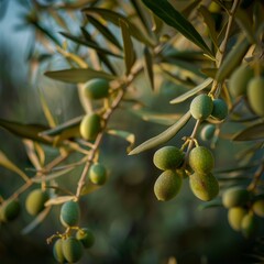 a close up of a tree with green fruits