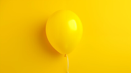 Singular yellow color balloon on yellow background