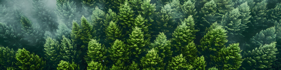 Fototapeta premium banner illustration birds view on a green forest 