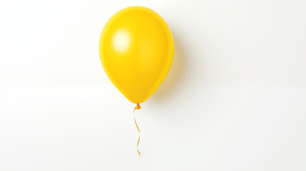 Yellow balloon with yellow string attached on white background front view