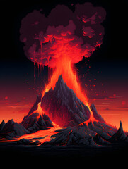 8 bit pixel volcano, 8 bit pixel volcano 8 bit style - obrazy, fototapety, plakaty