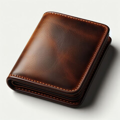 Leather wallet, rich brown, luxury accessory, isolated on a white background