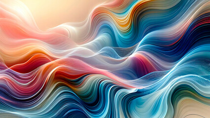 Light colors flow into an abstract wave pattern