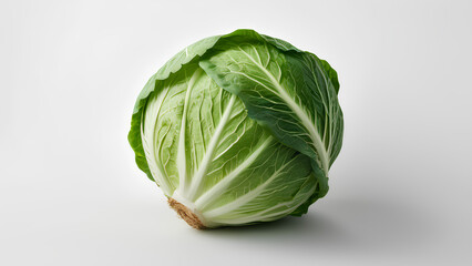 Fototapeta premium Fresh Green Cabbage, Organic Vegetable, isolated on a white background