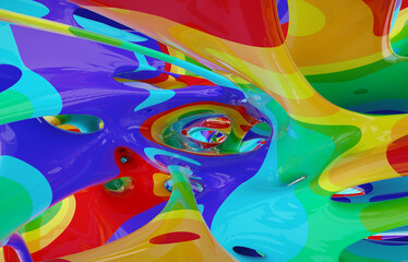 Multicolor abstract surreal organic structure. 3d illustration. - 788673659