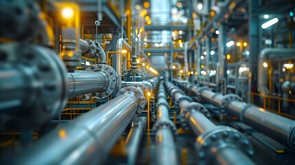 Industrial Symphony: Ammonia Plant Pipes. Concept Industrial Photography, Symphonic Composition, Ammonia Plant, Pipes, Atmospheric Stills - obrazy, fototapety, plakaty