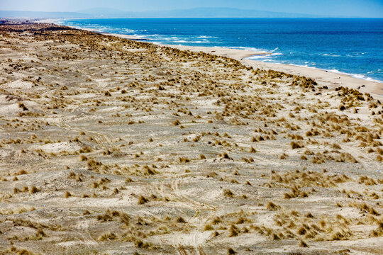 Aerial view of beautiful beach by the Black Sea, Karasu, Turkey.