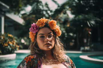 portrait of a woman in a pool