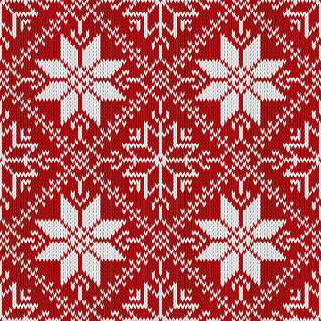 Christmas  knitted seamless tileable pattern. Realistic knitted fabric texture for wallpaper, background, wrapping paper.