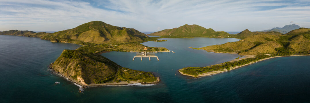 Aerial view of Christophe Harbour Marina, Basseterre, Saint Kitts and Nevis.